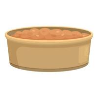 Full round bowl with wet pet food isolated on white background vector