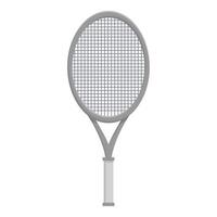 Grey tennis racket with strings is standing on white background vector