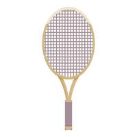 Tennis racket standing up with wooden handle and purple strings vector