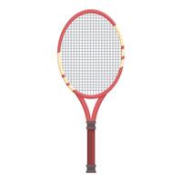 Red tennis racket standing up on white background vector