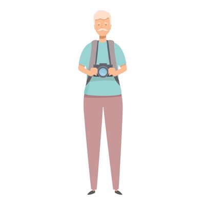 Senior tourist holding camera exploring new destinations
