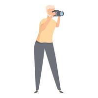 Professional photographer taking photo using digital camera vector