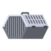 Gray plastic pet carrier for animals transporting isolated vector
