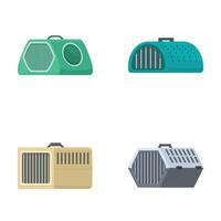 Set of various pet carriers and crates icons vector