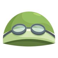 Green swimming cap with goggles for pool training vector