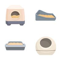 Assorted cat litter boxes set vector