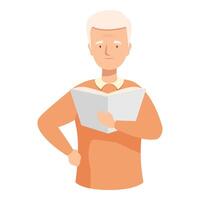 Senior man holding a book enjoying reading and relaxing vector