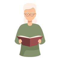 Senior woman enjoying reading a book vector