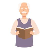 Senior man reading a book, enjoying literature and knowledge vector