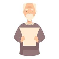 Smiling senior man holding a blank sheet of paper vector