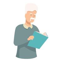 Senior man reading a book, enjoying literature and knowledge vector