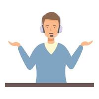Call center employee is explaining something to a customer vector