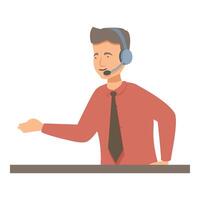 Call center operator is explaining something to a customer vector
