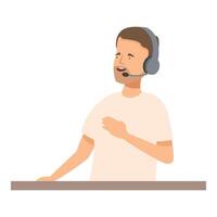 Call center agent talking to customer using headset vector