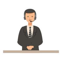 Customer service representative is smiling while speaking into his headset vector