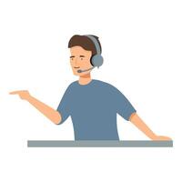 Call center operator is explaining something to a customer vector