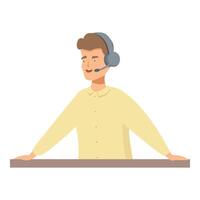 Call center operator is speaking into his headset vector