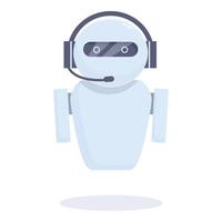 White modern robot wearing headset working as a customer service vector