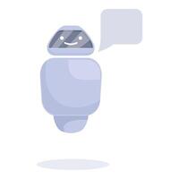 Cute smiling robot chatting using speech bubble vector