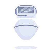 White chatbot wearing headset smiling at user vector