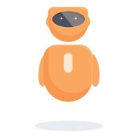 Orange robot hovering with arms at its sides vector