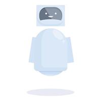 Cute robot is floating happily on a white background vector