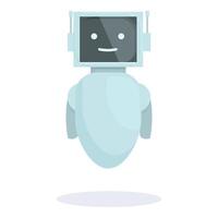 Friendly robot smiling and floating with antennae vector