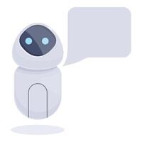 White robot is speaking with a blank speech bubble vector