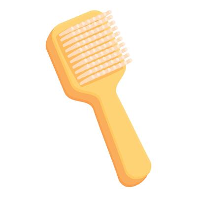 Wooden comb lying on a surface with bristles facing up