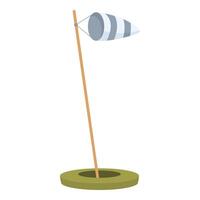 Windsock standing on airfield signaling wind direction and speed vector