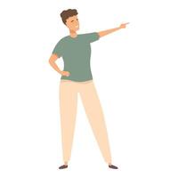 Young man pointing with finger showing direction vector