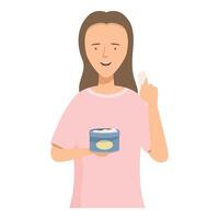 Smiling woman applying face cream vector