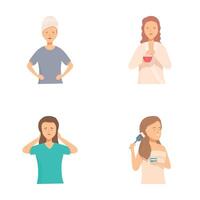 Set of sick characters with symptoms vector
