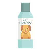 Plastic bottle of pet shampoo showing a happy dog is standing on white background vector