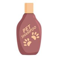 Plastic bottle of pet shampoo with paw prints vector