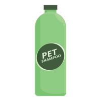 Green plastic bottle containing pet shampoo standing upright vector