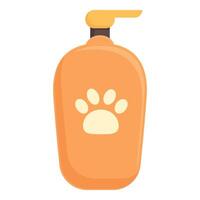 Orange plastic bottle with dispenser containing pet shampoo vector