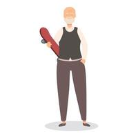 Senior man holding skateboard is smiling and posing vector