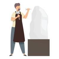 Sculptor carving stone sculpture with hammer and chisel vector