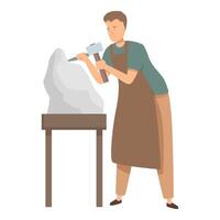 Sculptor carving stone sculpture with hammer and chisel vector