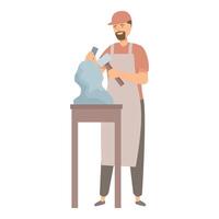 Sculptor carving stone sculpture with hammer and chisel vector