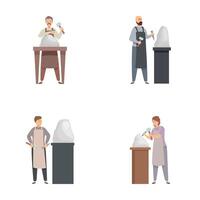 Set of sculptors creating artworks vector