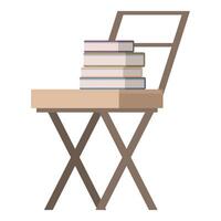 Folding chair with books on top representing studying vector