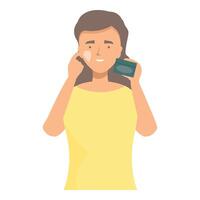 Smiling woman applying face cream for skincare routine vector