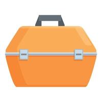 Orange tool box closed with metallic latches for construction worker vector