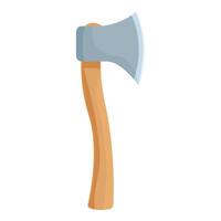 Sharp axe with wooden handle standing upright isolated on white background vector