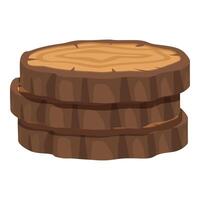 Stack of tree slices showing annual rings on white background vector