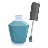 Nail polish bottle open showing brush applicator with teal color inside vector