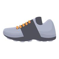 Grey sneaker with orange laces standing side view close up vector