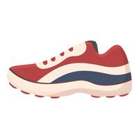 Running shoe displayed sideways featuring red white and blue colors vector